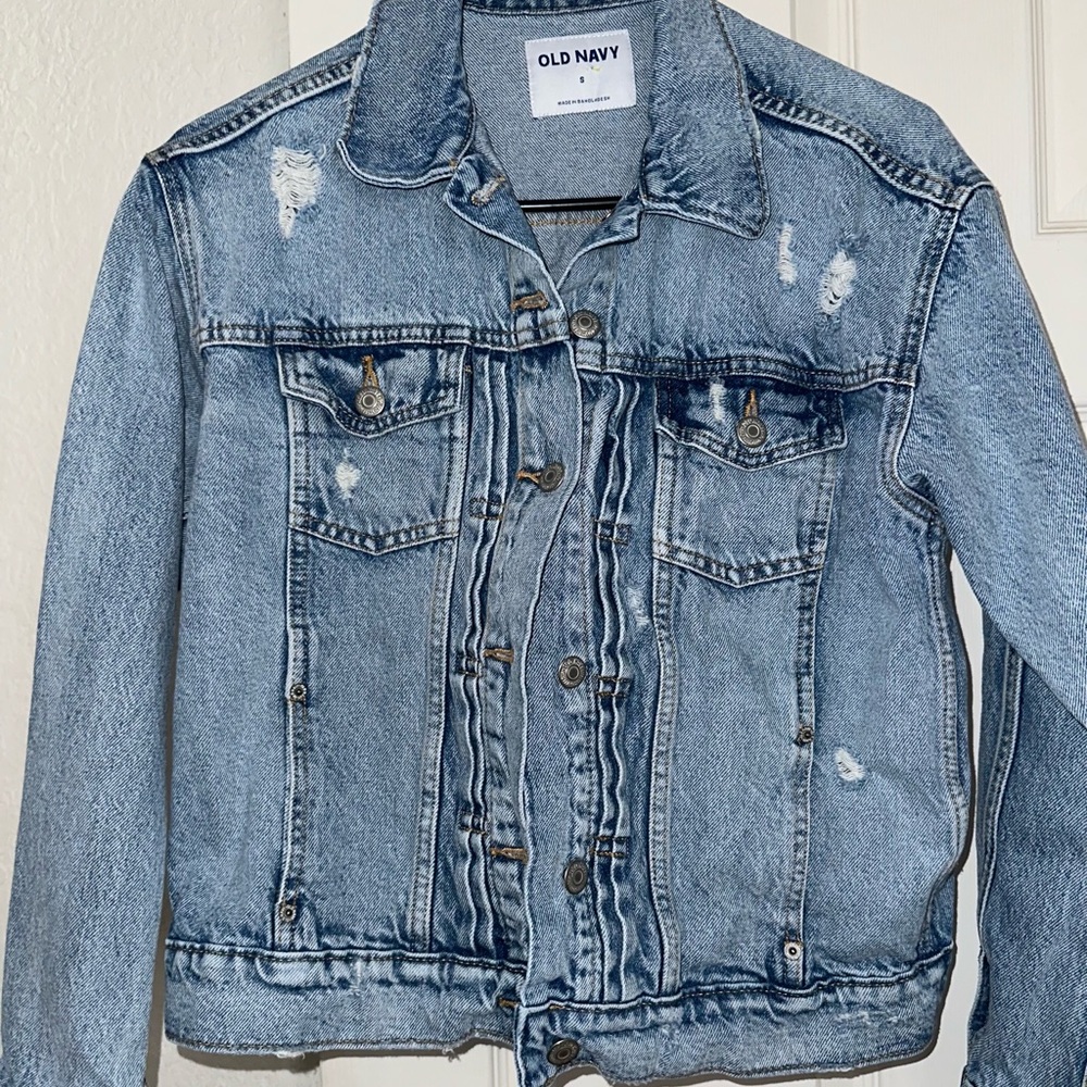 Old Navy Blue Distressed Denim Jacket
